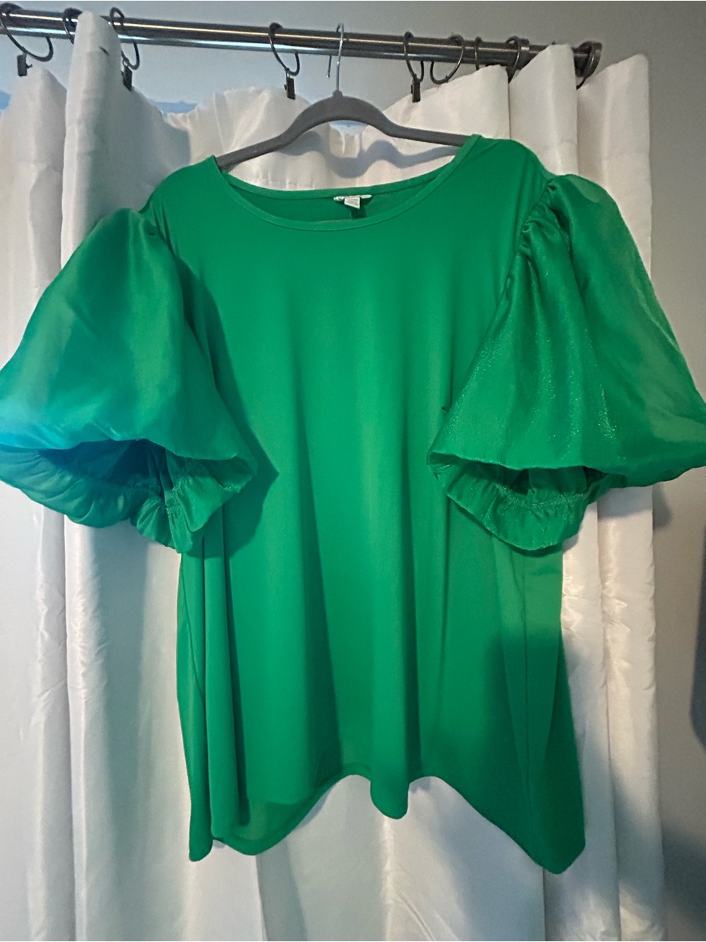 Cato Emerald Green Puff-Sleeve Blouse